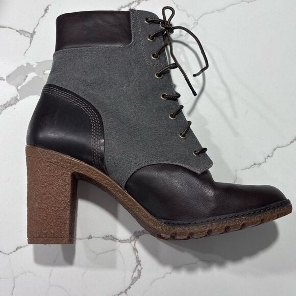 Timberland | Glancy Women’s Leather Block Heel Laces Boot Size 10 - Picture 4 of 12